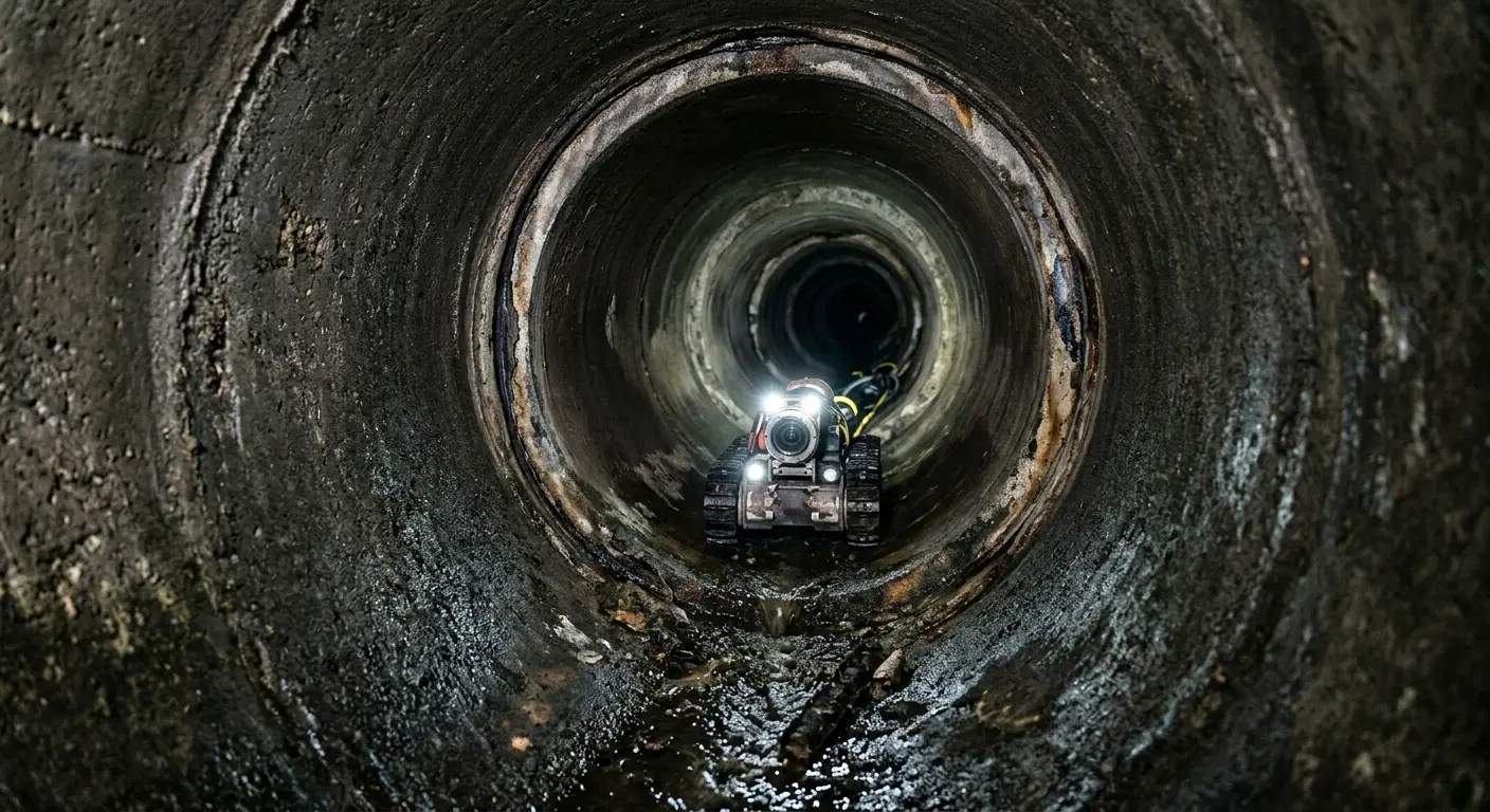 Robotic sewer camera inspecting pipe interior for Drain Snake Service in Elgin