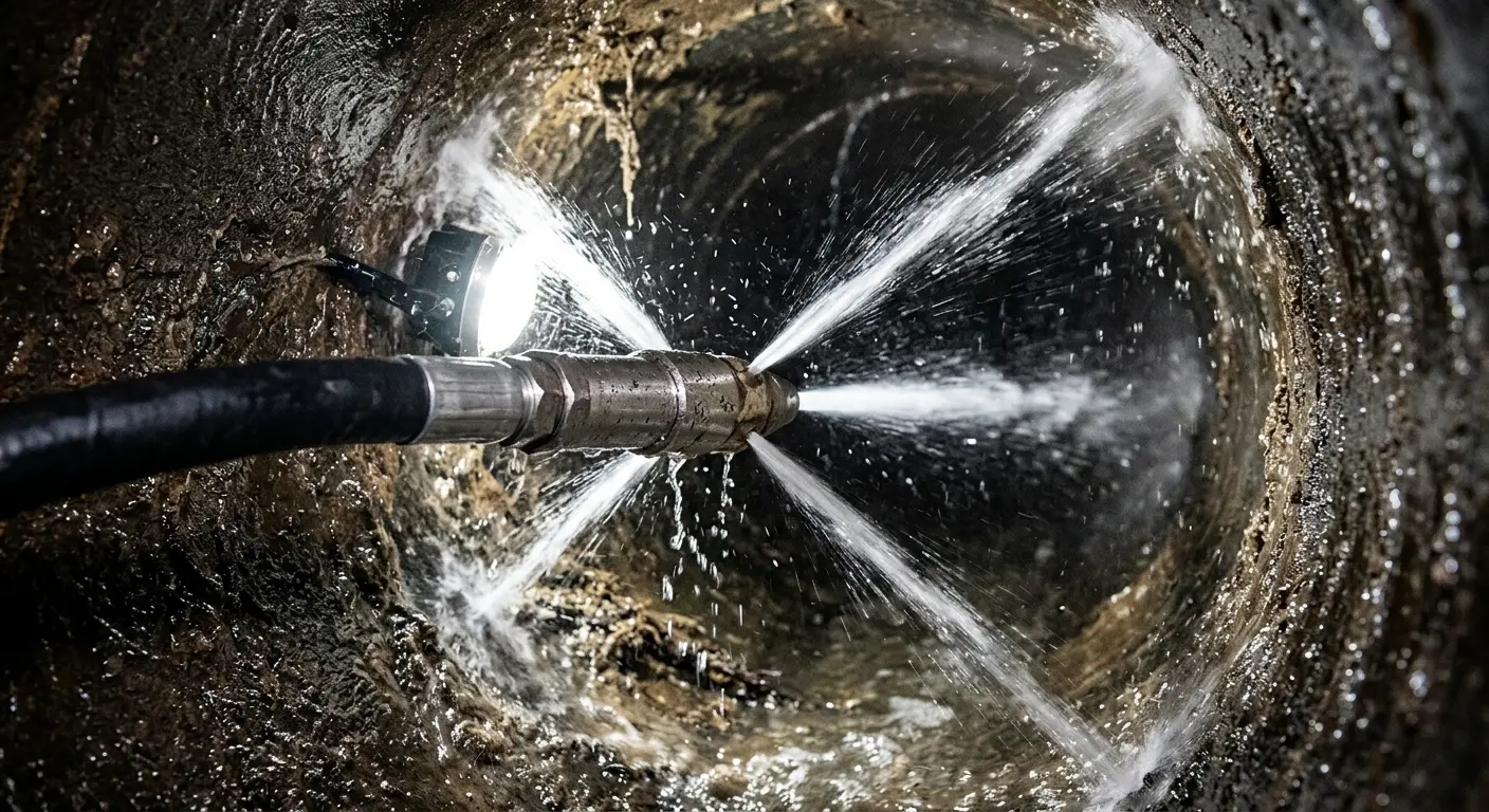 High-pressure hydro jetting nozzle cleaning sewer pipe for Storm Drain Cleaning in Elgin